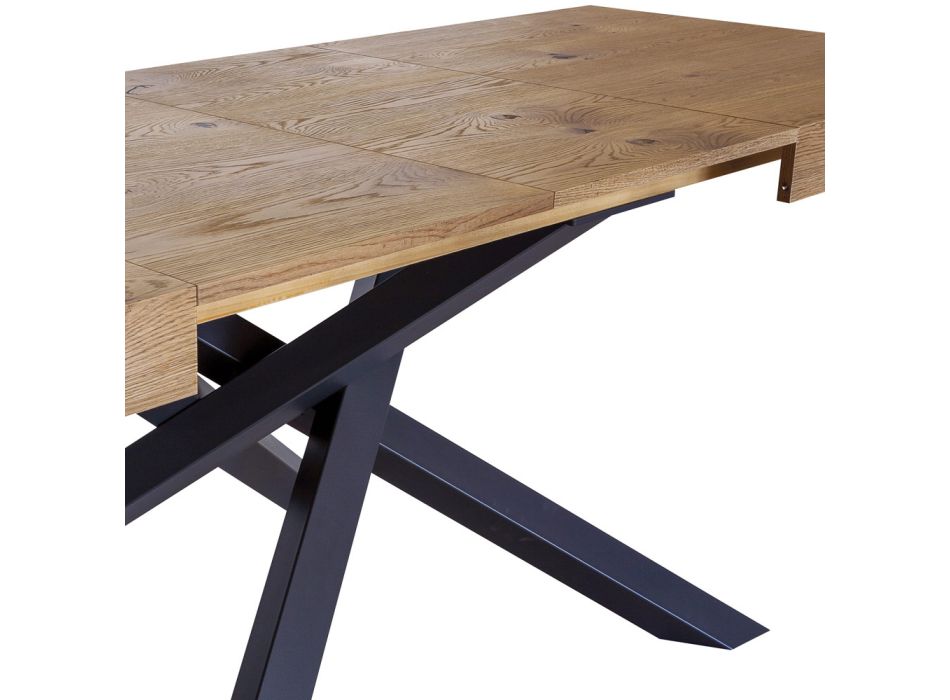 Ausziehbarer Indoor-Tisch aus Massivholz und Metall Made in Italy - Khal Viadurini
