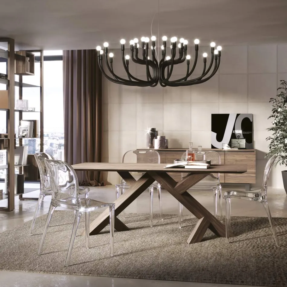 Wohnzimmertisch aus echtem massivem Nussbaumholz Made in Italy - Boromir Viadurini