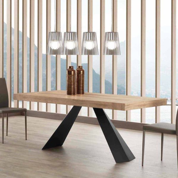 Moderner esstisch ausziehbar bis 260/280 cm aus holz und metall teramo