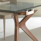 Moderner ausziehbarer Tisch aus Edelstahl und gehärtetem Kentucky-Glas Viadurini