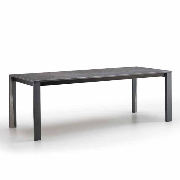 Moderner ausziehbar tisch aus steingut und buchenholz made in italy duccio