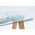 Moderner ausziehbarer Tisch aus Glas und natürlichem Massivholz Florida Viadurini