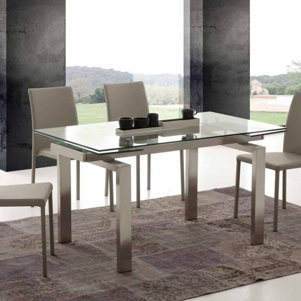 Tisch verlängerbar aus glas und stahl georgia