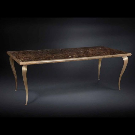 Tabelle neoklassischen mit Massivholzstruktur und einer Marmorplatte Adam Viadurini