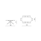 Ovaler Tisch (180 x 100 cm) aus geräuchertem, gehämmertem Glas und Metall – Domus Viadurini