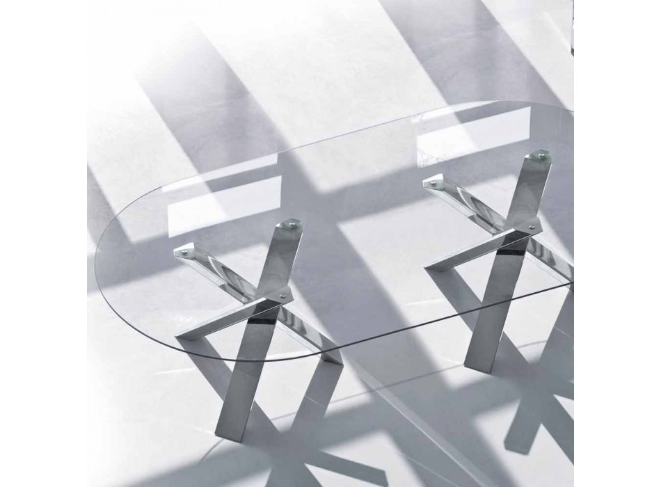 Ovaler Designtisch aus Glas 280x120cm Made in Italy Tree