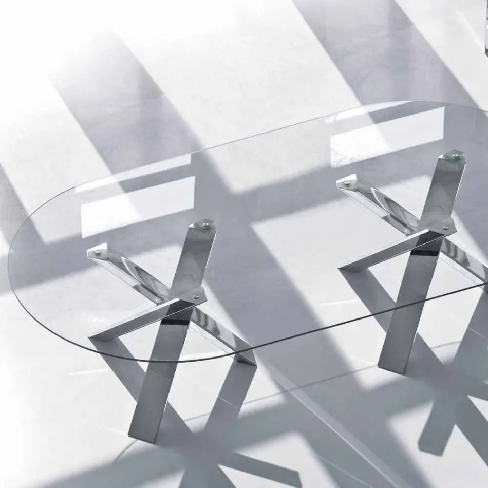 Ovaler Designtisch aus Glas 280x120cm Made in Italy Tree Viadurini