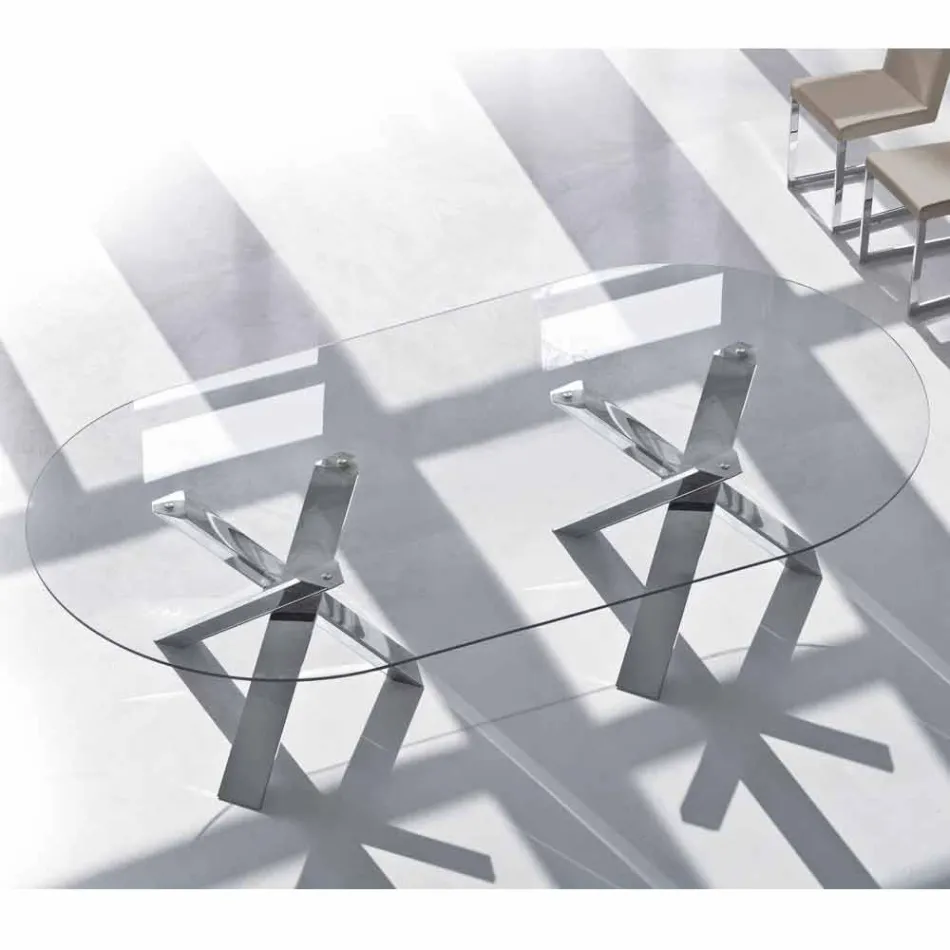 Ovaler Designtisch aus Glas 280x120cm Made in Italy Tree Viadurini