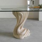 ovaler Steintisch mit Glasplatte modernem Design Agave Viadurini
