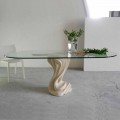 Ovaler Tisch aus Stein mit Kristall Tischplatte Agave