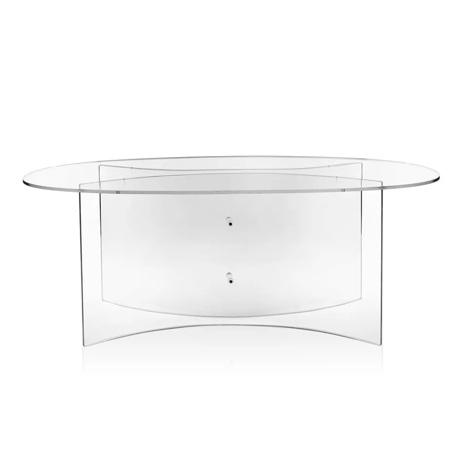 Ovaler Tisch aus transparentem Plexiglas, hergestellt in Italien - Gabriela Viadurini