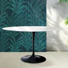 Saarinen Tulip Ovaltisch H 74 cm in Hochglanzweiß Florim Keramik - Scharlachrot Viadurini