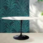 Ovaler Tulip Saarinen Tisch H 74 cm aus Florim Statuario Lucido Keramik – Scharlachrot Viadurini
