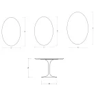 Ovaler Tulpentisch von Saarinen, Höhe 74 cm, in matter Florim Statuario Keramik – Scharlachrot Viadurini