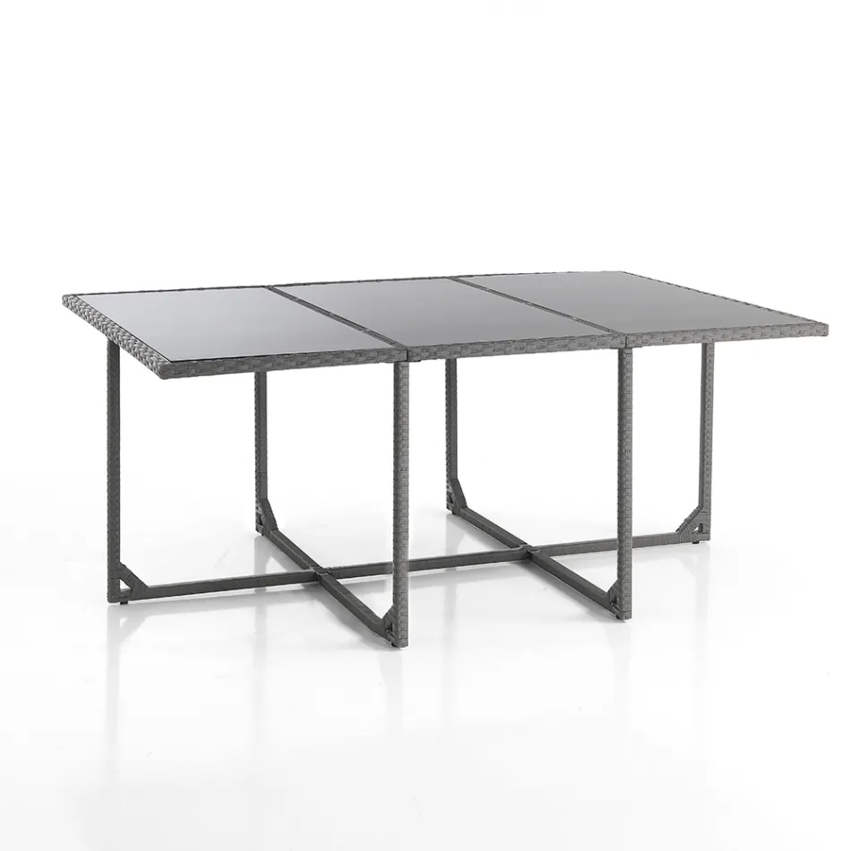 Innen- und Außentisch mit 6 Stühlen mit verstellbarer Rückenlehne und 4 Hockern – Venir Viadurini