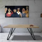 Plated Table aus geknoteter Masellato-Eiche und Metall Made in Italy - Luanda Viadurini