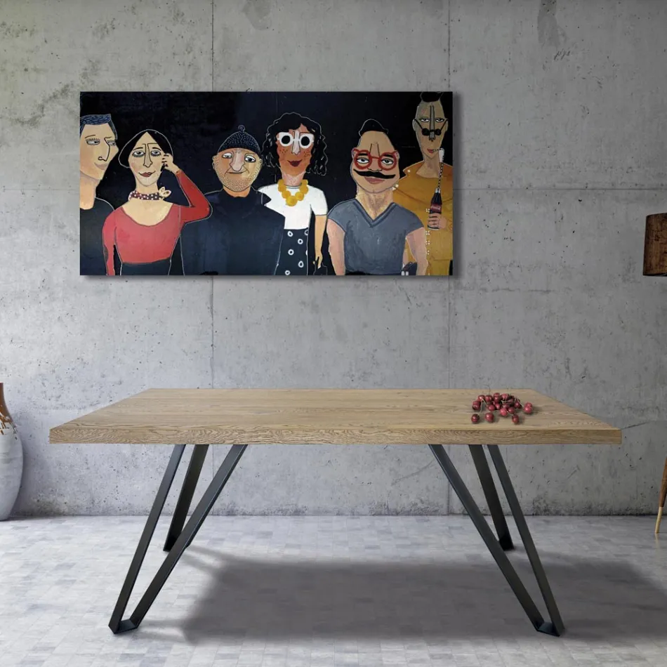 Plated Table aus geknoteter Masellato-Eiche und Metall Made in Italy - Luanda Viadurini