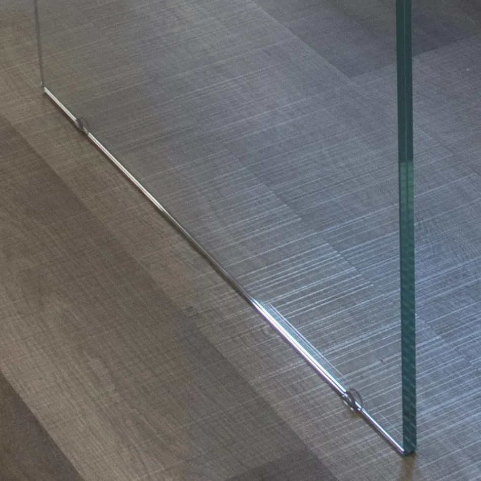 Tisch aus massiver Eiche und Kristallsockel Made in Italy - Noelia Viadurini