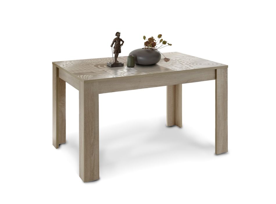 Ausziehbarer Esstisch bis 228 cm aus siebbedrucktem Holz Made in Italy - Brielle Viadurini