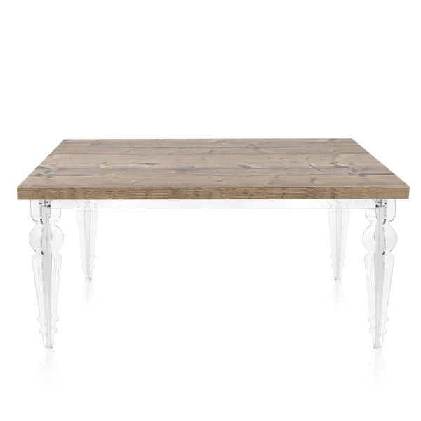 Ausziehbarer esstisch bis 255 cm aus plexiglas und holz made in italy - francoise
