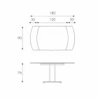 Ausziehbarer Esstisch aus Glas und Kunstleder, L120 / 180xP90cm, Lelia Viadurini