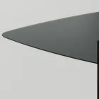 Esstisch mit quadratischer Glasplatte und Holzsockel Made in Italy - Kuadro Viadurini