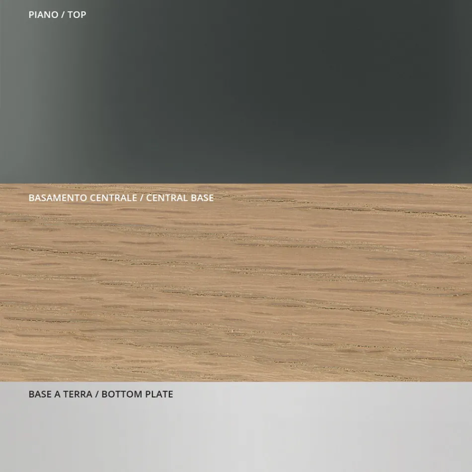 Esstisch mit quadratischer Glasplatte und Holzsockel Made in Italy - Kuadro Viadurini