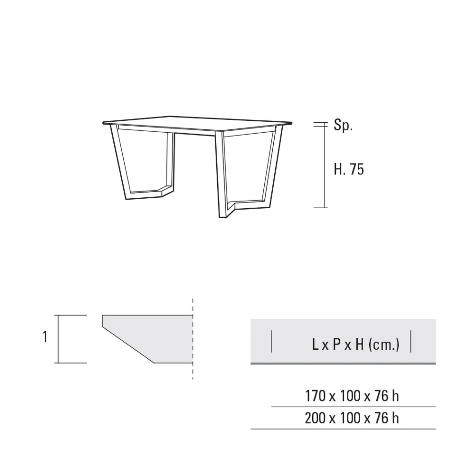 Feststehender Esstisch aus Metall und geschichtetem HPL Made in Italy - Bastiano Viadurini