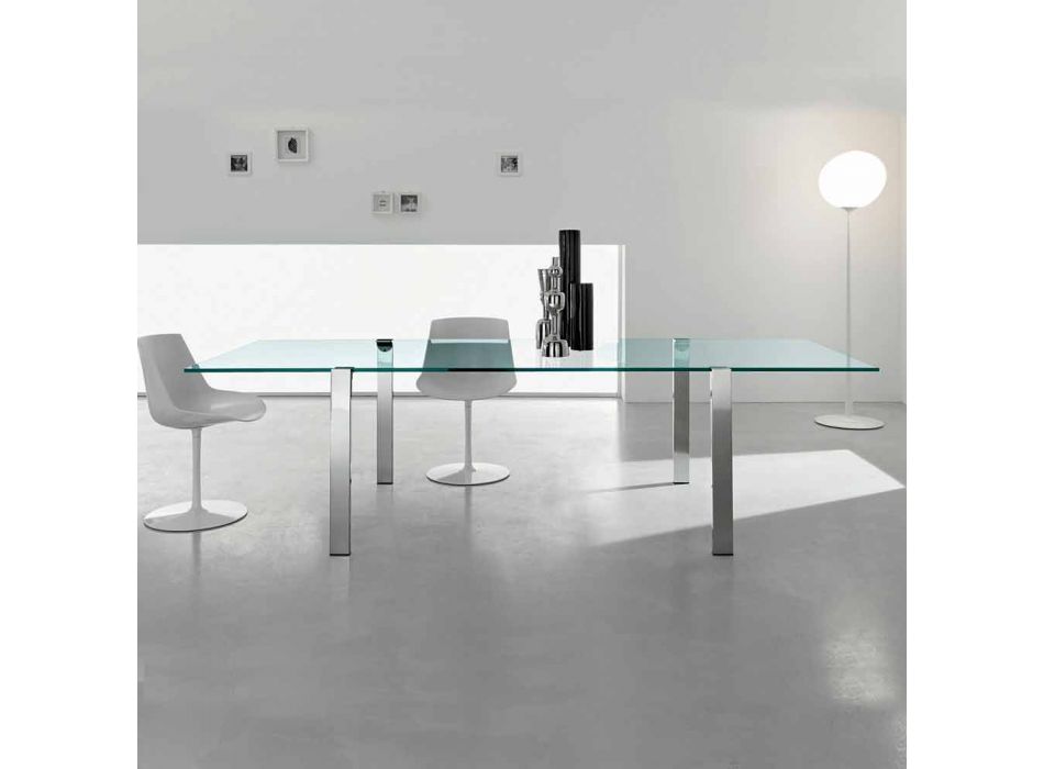 Esstisch aus transparentem Glas und Metall verschiedene Farben 5 Größen - Aschio Viadurini