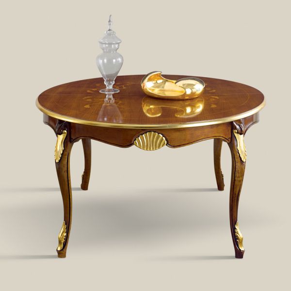 Runder ausziehbarer esstisch 240 cm aus holz made in italy - barock