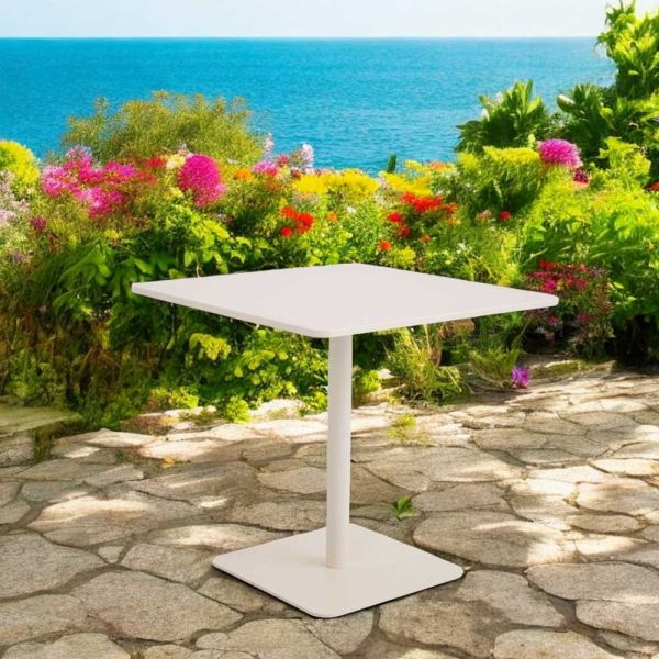 Quadratischer tisch 80x80 cm outdoor aus beige aluminium - alfresco