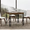 Quadratischer Tisch, ausziehbar auf 246 cm, aus Holz und Eisen, hergestellt in Italien – Fiume