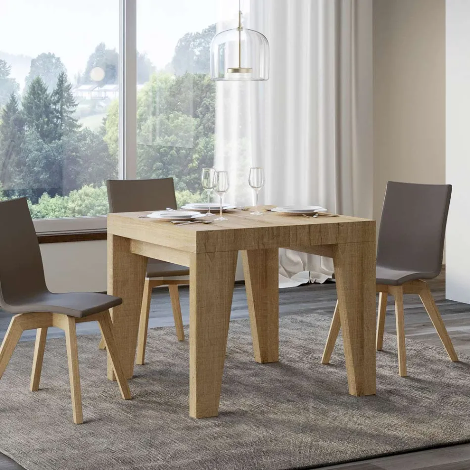 Quadratischer Tisch, ausziehbar auf 246 cm, aus Holz, hergestellt in Italien – Blume Viadurini