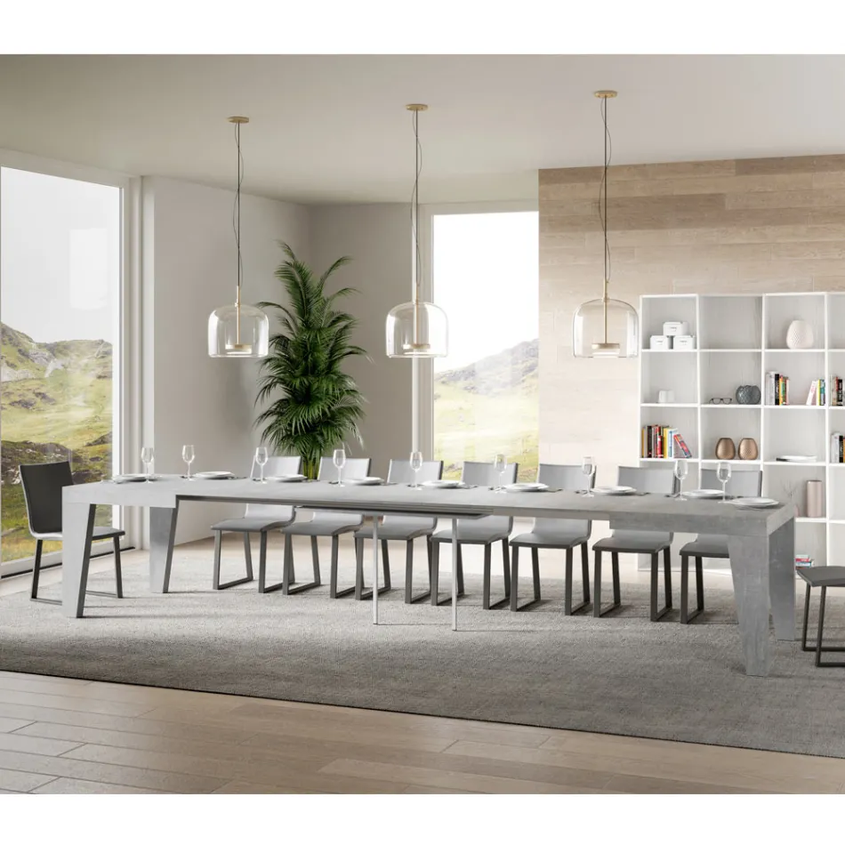 Quadratischer Tisch, ausziehbar auf 440 cm, aus Holz, hergestellt in Italien – Blume Viadurini