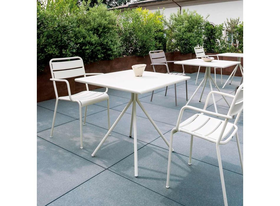 Quadratischer Gartentisch aus verzinktem Stahl Made in Italy - Ralph Viadurini