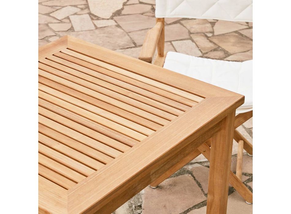 Quadratischer Gartentisch aus Teakholz Made in Italy - Sleepy Viadurini