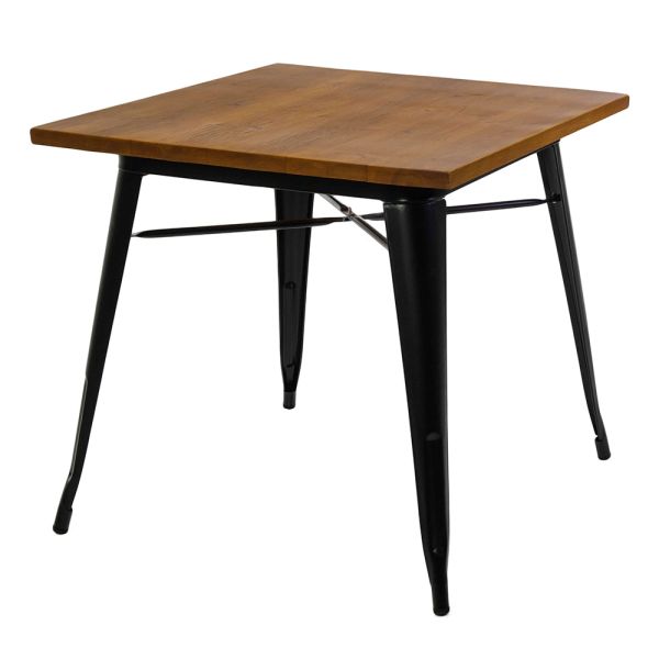 Quadratischer tisch aus eisen und holz für innen und außen - schreibwaren