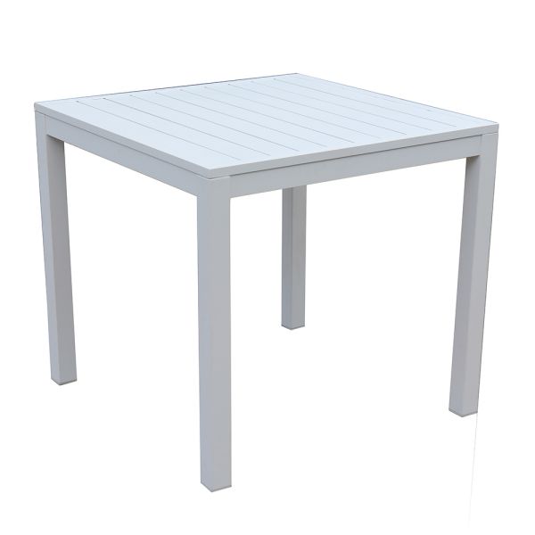 Fester quadratischer gartentisch aus aluminium - marker