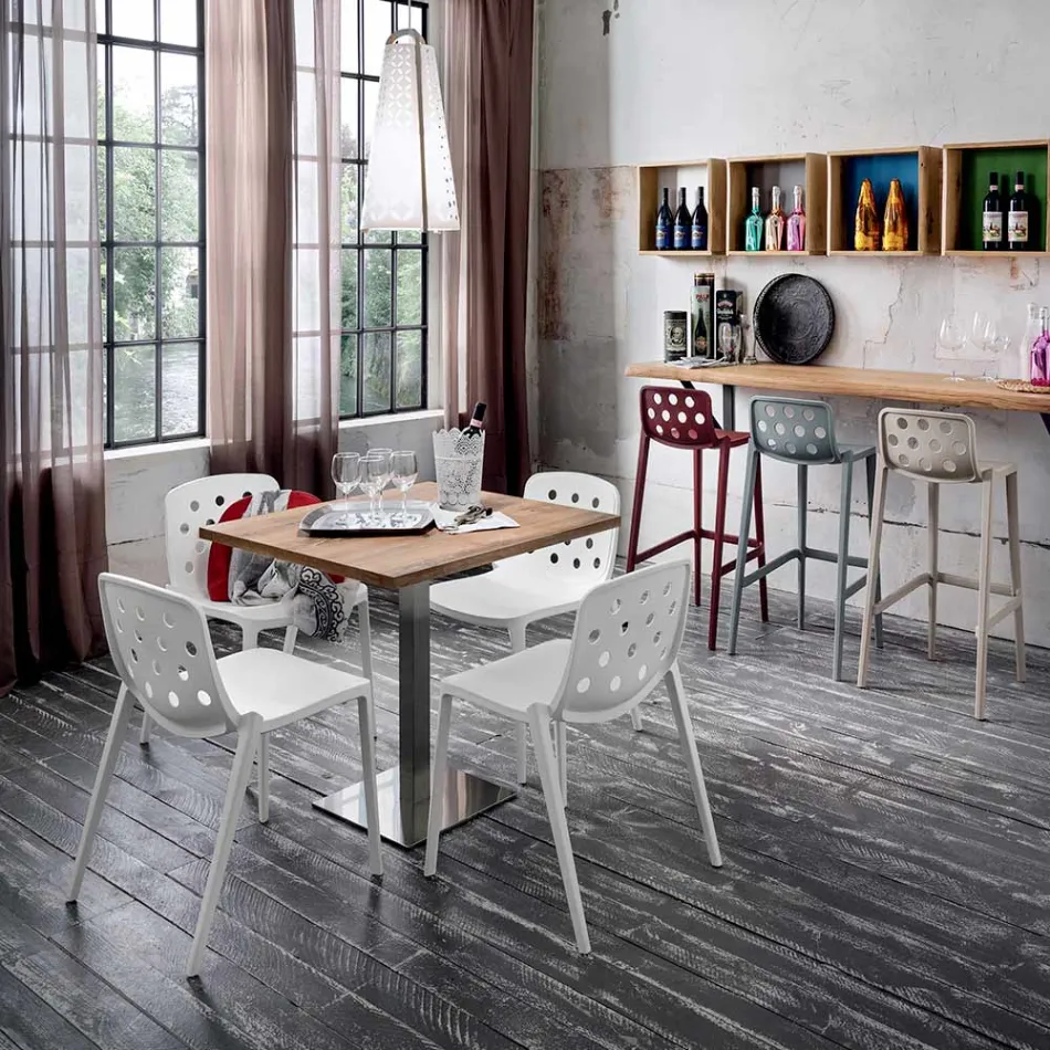 Quadratischer Tisch aus satiniertem HPL-Edelstahlmetall, hergestellt in Italien – Linse Viadurini