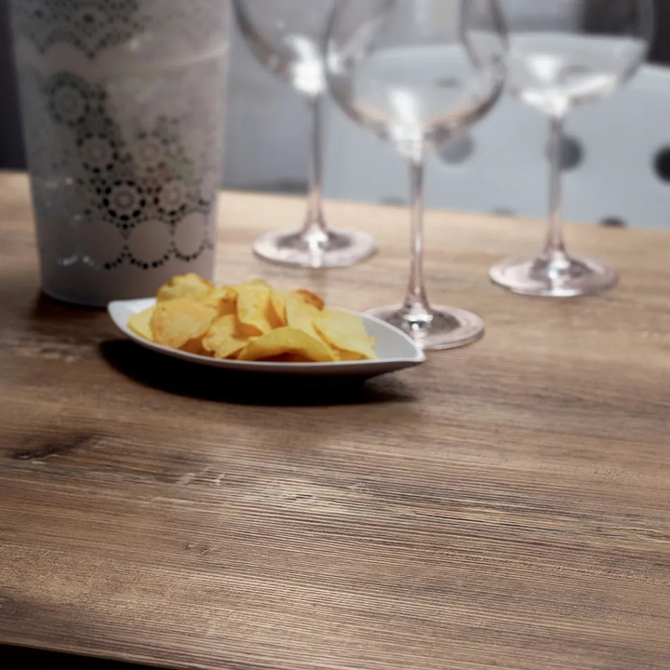 Quadratischer Tisch aus satiniertem HPL-Edelstahlmetall, hergestellt in Italien – Linse Viadurini