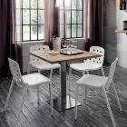 Quadratischer Tisch aus satiniertem HPL-Edelstahlmetall, hergestellt in Italien – Linse Viadurini