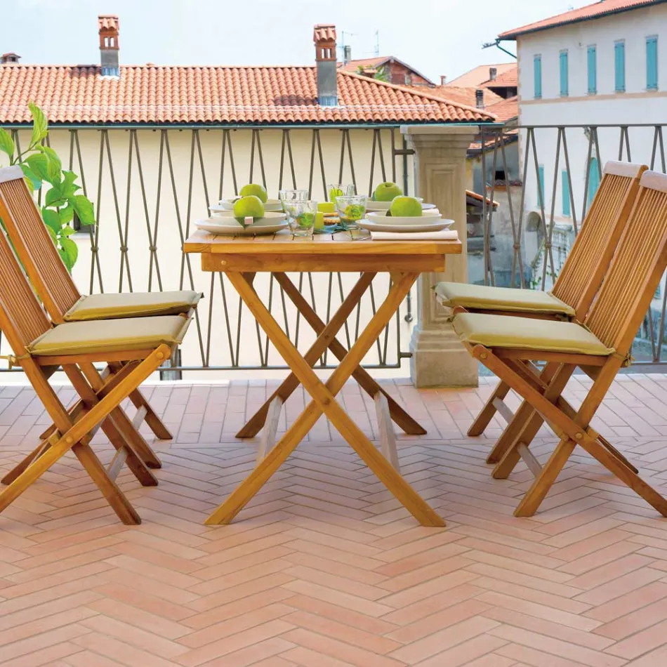 Rechteckiger Gartentisch 120x70 cm aus Teakholz - Alba Viadurini