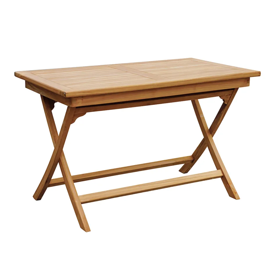 Rechteckiger Gartentisch 120x70 cm aus Teakholz - Alba Viadurini