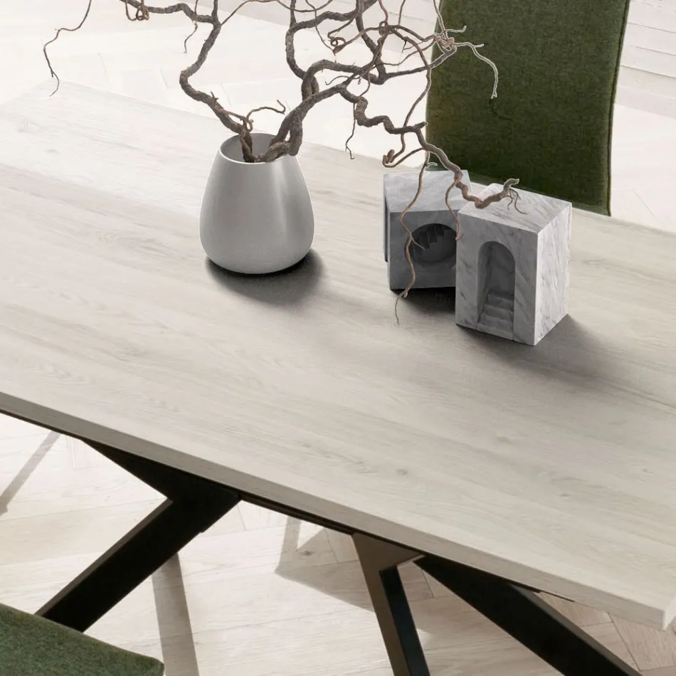 Rechteckiger Tisch ausziehbar auf 260 oder 300 cm aus HPL und Metall - Charmy Viadurini