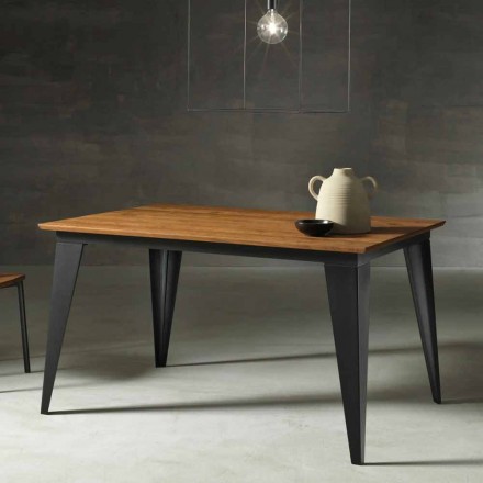 Rechteckiger ausziehbarer Tisch bis 2,2 m Holzplatte Made in Italy - Alicia Viadurini