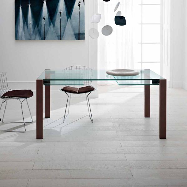 Ausziehbarer tisch bis zu 280 cm aus transparentem glas made in italy - sopot