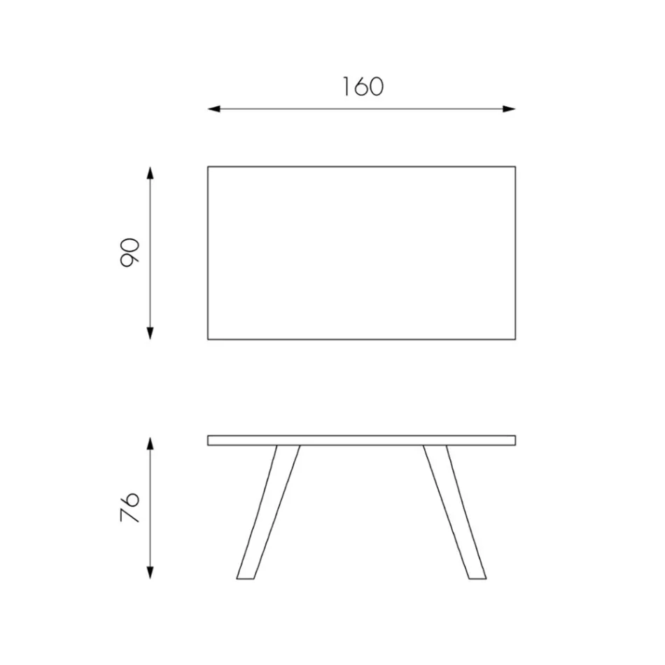 Rechteckiger Tisch mit Eichenfurnierplatte und Aluminiumgestell – Logan Viadurini