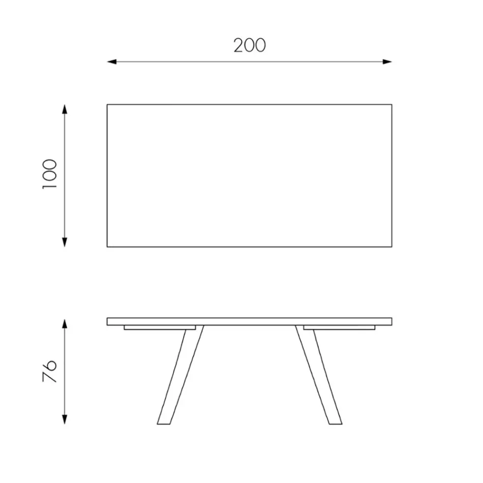 Rechteckiger Tisch mit Eichenfurnierplatte und Aluminiumgestell – Logan Viadurini