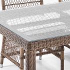 Rechteckiger Gartentisch aus Polyrattan und Glas - Gigi Viadurini