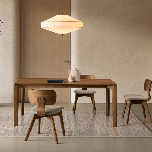 Rechteckiger achtsitzer-tisch aus mdf und umweltfreundlichem holz, verschiedene ausführungen - enea